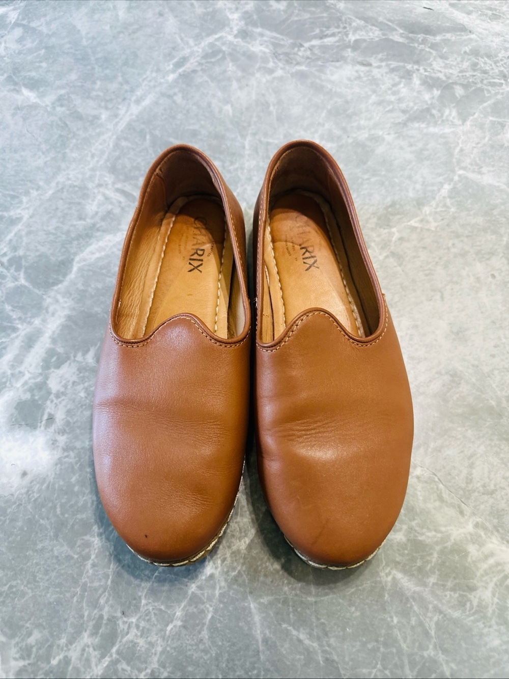 Charix {size 38} Camel Slip-On Shoes Loafers Brown